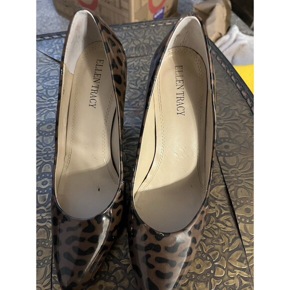 Ellen Tracy Animal Print Patent Leather Cody Pumps Size 7 - Picture 1 of 6